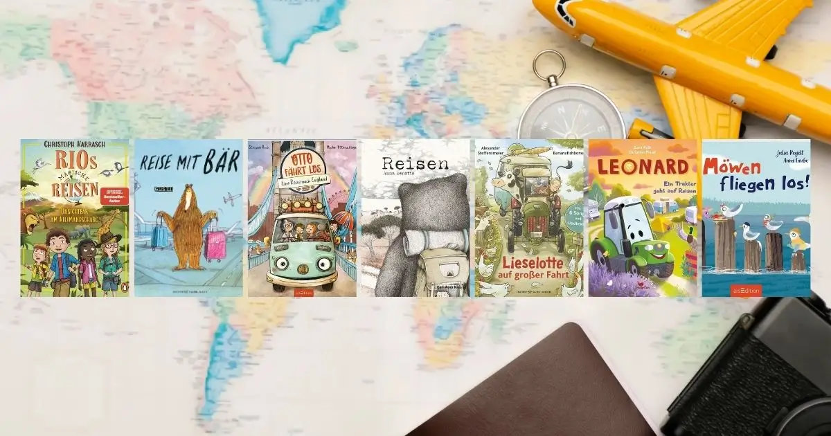Blogheader 7 Kinderbücher fürs Reisen